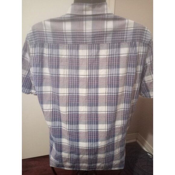 Tommy Bahama Shirt Mens Large L Blue Plaid Silk Blend Button Up Short Sleeves - Picture 8 of 14
